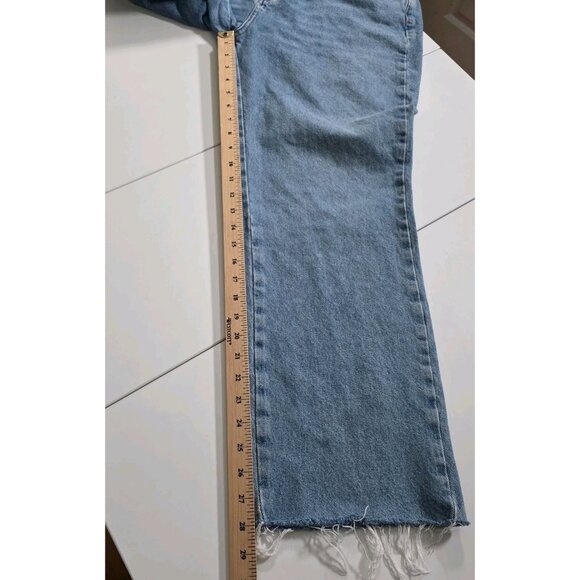 Zara Jeans Womens 12 Blue Straight Leg Cotton Boho Hippie Raw Hem Preppy Denim - Picture 8 of 16